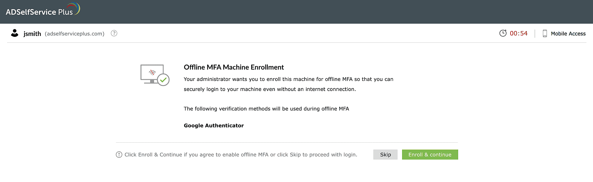 Enrolling a machine for Offline MFA